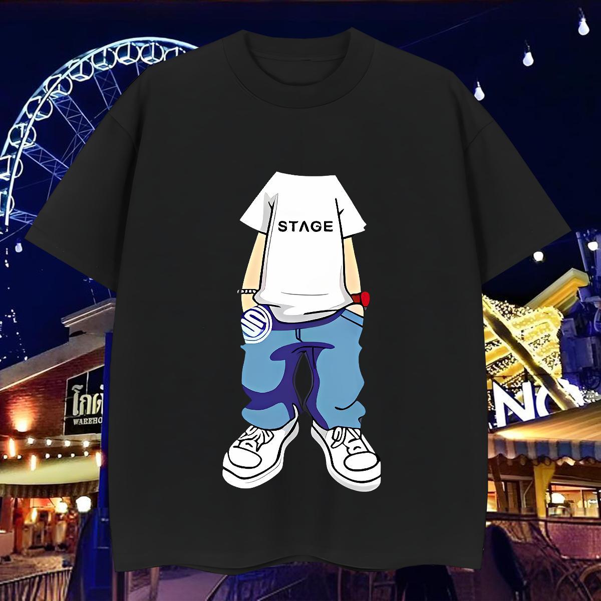 T shirt 230g Pure Cotton character Street wear Hip Hop Round Neck Short Sleeve Oversized Men Clothes T-Shirt DIY Cool Tshirts