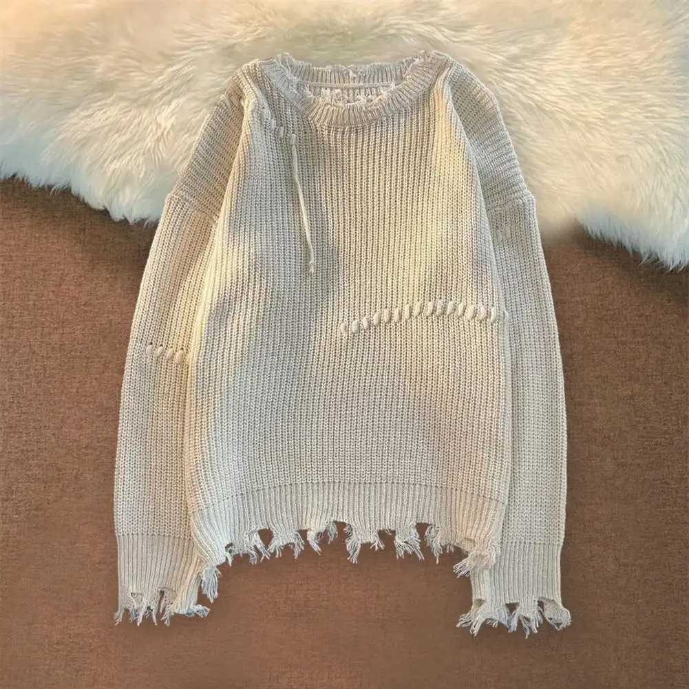 2023 Autumn/Winter Mens Floral New Knitted Sweater Warm Cotton Blended Tear O-Neck Loose Sweater Casual Mens WearW240729
