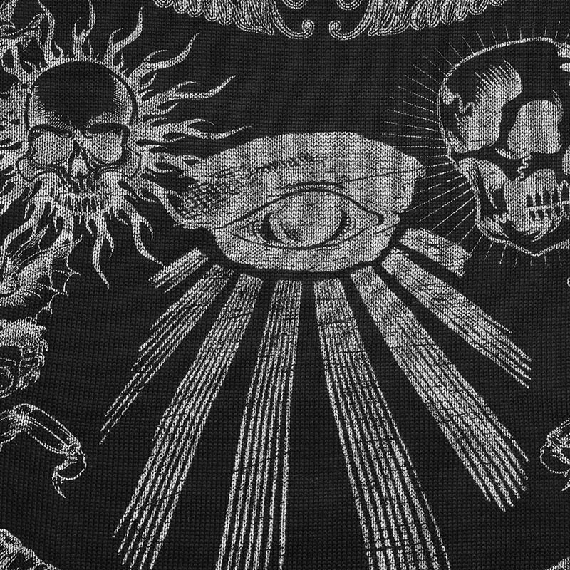 Hip Hop Knitted Sweater Streetwear Rose Eye Scorpion Print Ripped Pullover Men Harajuku Cotton Casual Autumn Sweater Skull 240821