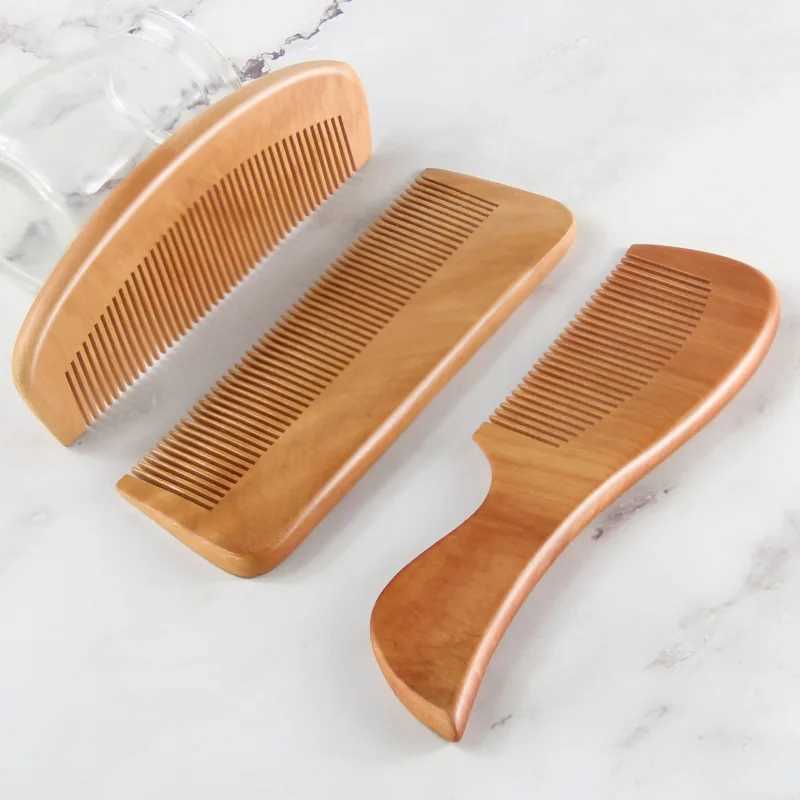 1 piece of wooden comb carving painting anti-static natural head massage handmade wooden comb hair styling tool W240813