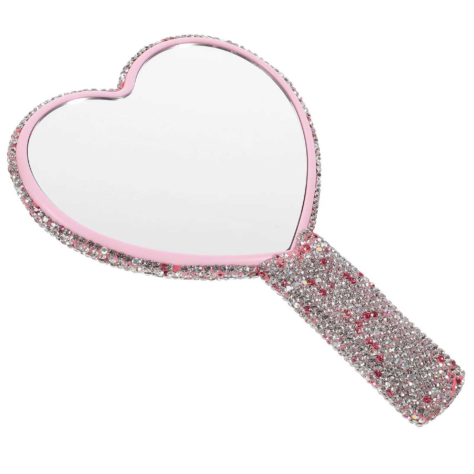 Crystal makeup mirror holder suitable for women compact heart-shaped beauty small handle Abs handle used for diamond shaped mirrors W240813