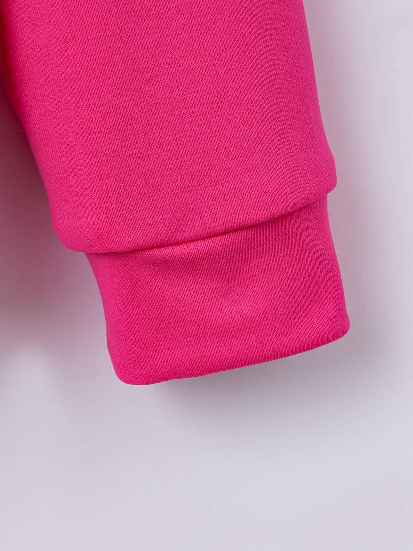 Autumn And Winter Girls Sweater Round Neck Hooded Long Sleeve Top Fashion And Simple Warm Pink Versatile KidsY240814