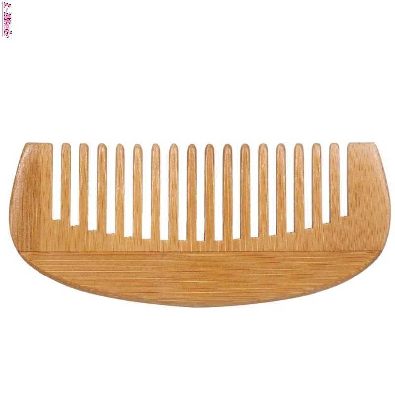 12cm long mini portable natural bamboo and wood hair comb curled crescent shaped anti-static health comb styling tool W240813
