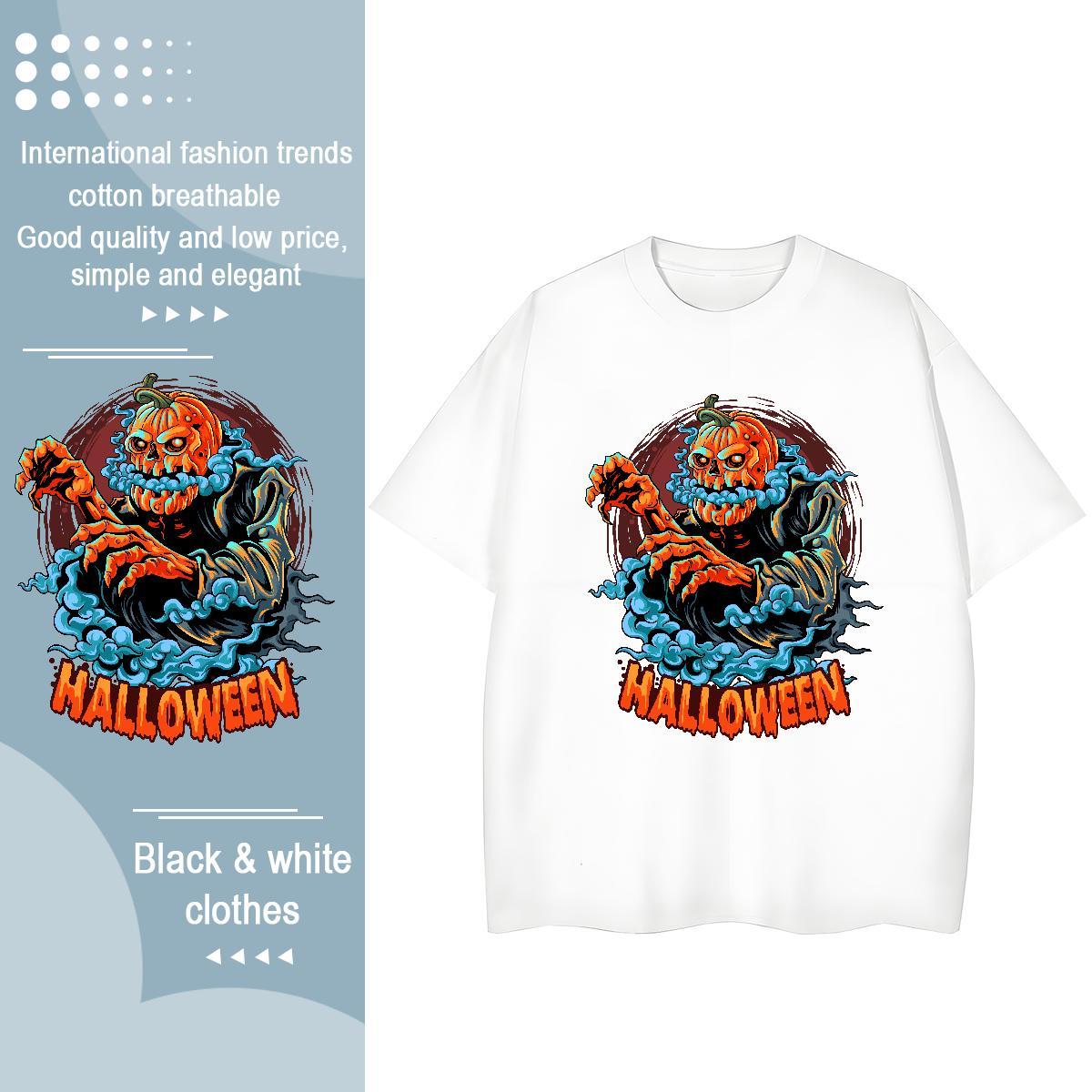 High Quality Mens T Shirts pumpkin Crew Neck Casual Beach Plus Size Cartoon 230g Cotton Mens Tshirts DIY Tees Shirts