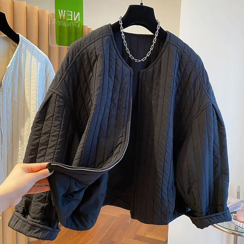 OCEANLOVE Autumn Winter Jackets for Women Zipper Korean Fashion Solid Vintage Warm Parkas Coat Loose Simple Chaquetas Mujer 240813