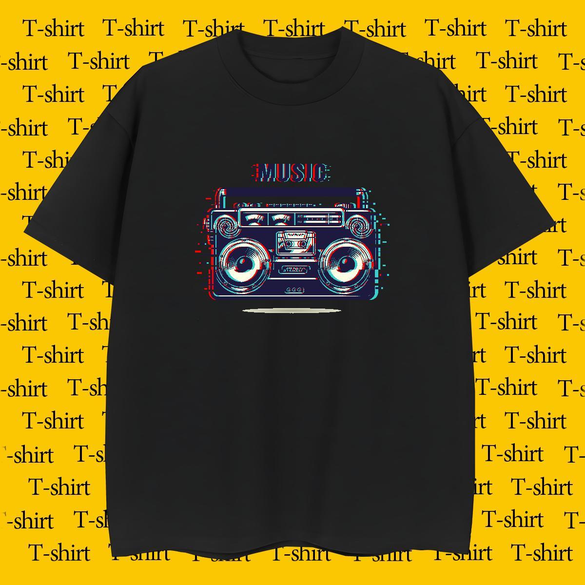 Cool Design radio T Shirts Men Beach Men Tees 230g Pure Cotton Classic Casual Breathable Short Sleeve Oversized Top Tees