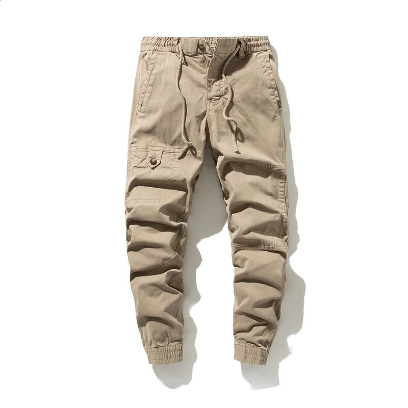 Fashion Mens Tactical Cargo Pants Men Elastic Waist Joggers Army Military Casual Cotton Pants High Quality Long Trousers 240812