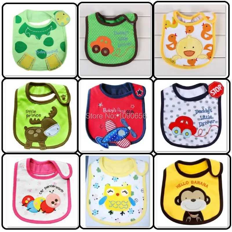 Bibs Burp Cloths Baby Boys Bibs 3 Layers Terry Clothes Baby Girls Scarves Saliva Towels Cartoon Animal Infant Burp Cloths embroidered pinaforeL4812