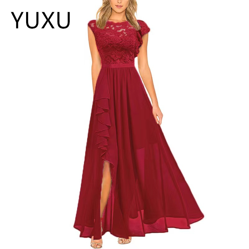 Vinatge Long lace chiffon Prom Dresses 2024 Sexy plus size African Evening Gown Cheap Full Lace Formal Party Dress Evening Formal Party Second Recepti
