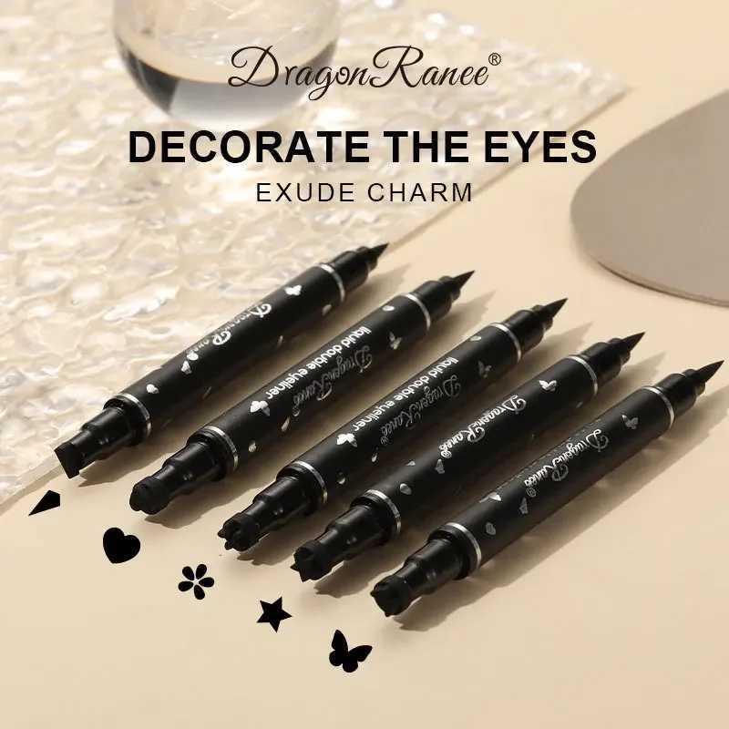 Double-ended Black Liquid Eyeliner Pencil Star Butterfly Heart Stamp Liner Pen 2 In1 Waterproof Fast Dry Eyes Makeup Cosmetics Y240813
