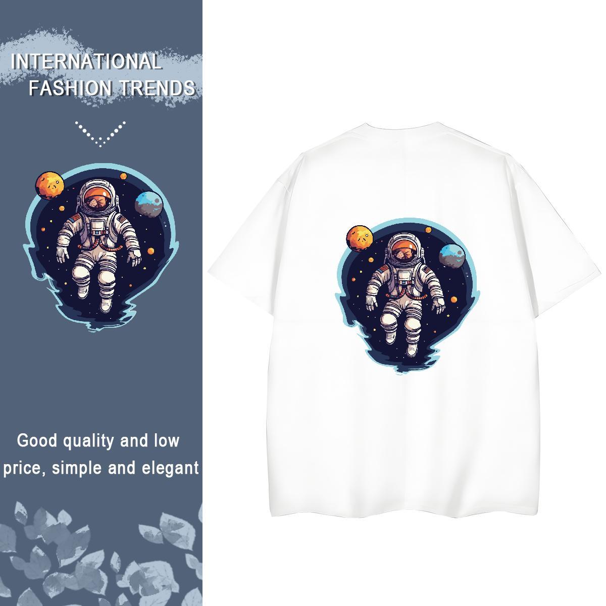 T Shirts Men 230g Cotton cosmonaut Street Casual Breathable Short Sleeve DIY Printed Couples T Shirts Customized Classic Tops Tees