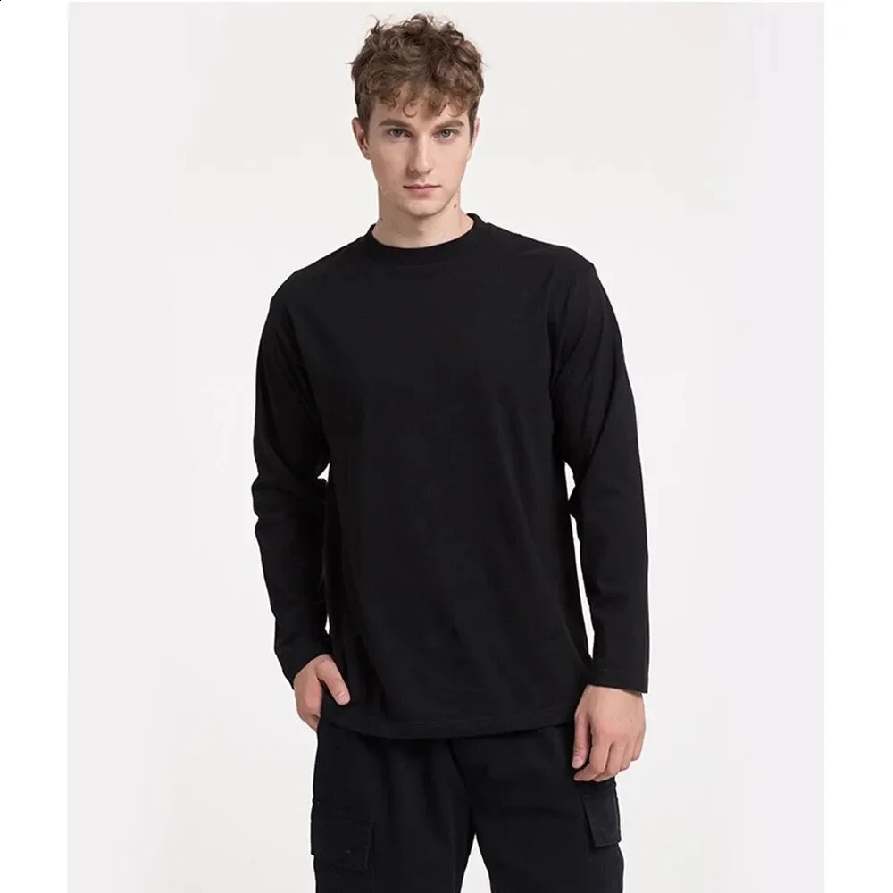Long Sleeve t shirt for Men Autumn Fashion Cotton Solid Color t-shirts Cozy Streetwear Mens t-shirt 5XL Baggy Korean Trendy 240814