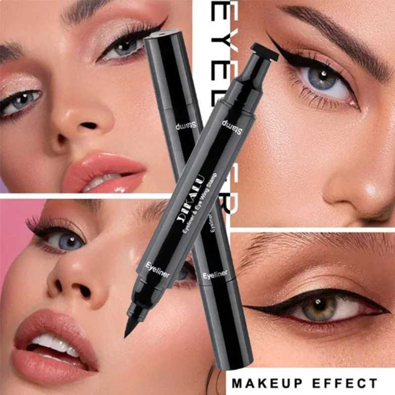 Double-ended Quick-drying Eyeliner Pen Triangular Stamp Brush 2 In 1 Waterproof Lasting Non-smudge Liquid Eyeliner Hot Cosmetic Y240813