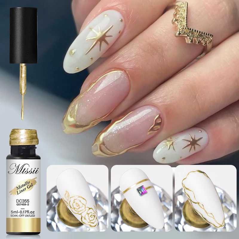 Mtssii 5ML Metallic Liner Painting Gel Chrome Gold Silver Mirror Nail Polish Super Bright Drawing Line French Nail Art VarnishM240814