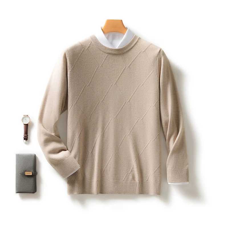 Mens O-neck thin loose young shaped sweater long sLeeved plus size wool sweater jacket S-3XL for autumn and winter 2024W240729