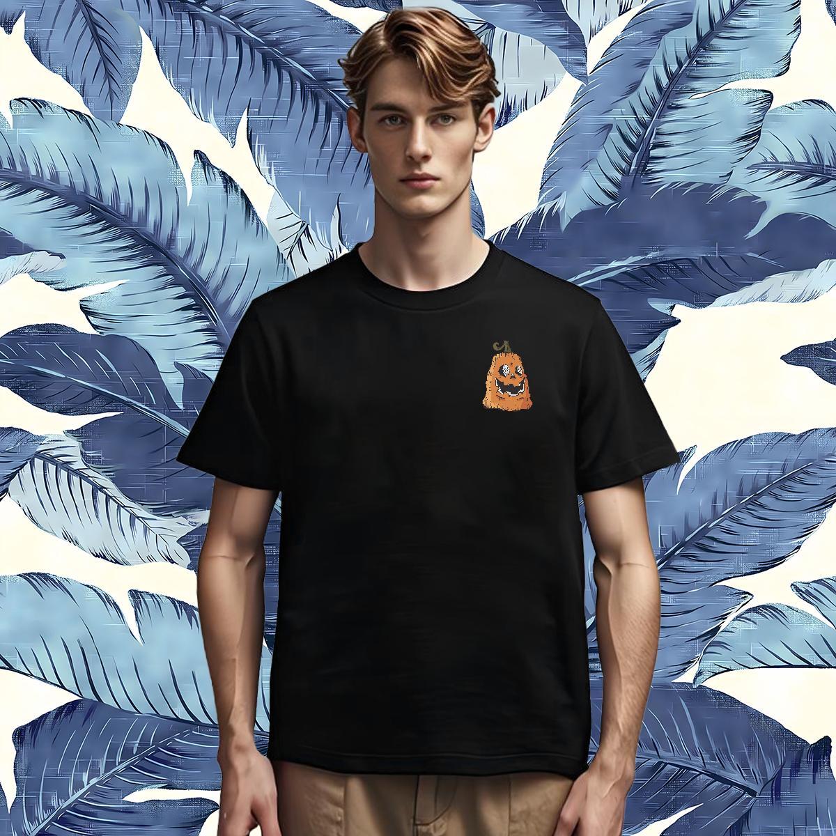 Loose Men T Shirts pumpkin Breathable Short Sleeve Casual Plus Size Custom 230g Cotton Men Tees DIY Customized Tops