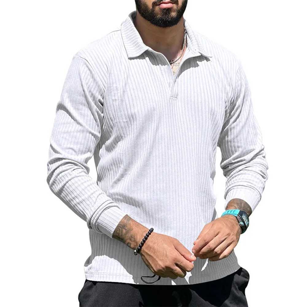 2024 Men Soil Color Long Sleeve Tshirt s T-Shirt Brand Quality Turn Down Collar Autumn Winter Bottoming Shirt TeesM240814