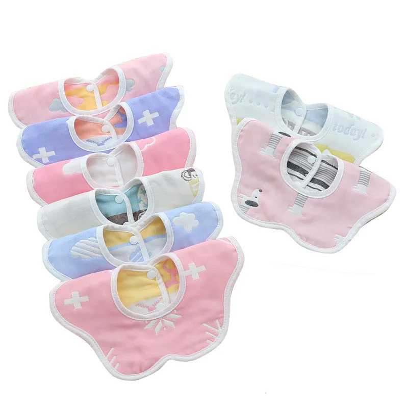 Bibs Burp Cloths New Cartoon Baby Bib Pure Cotton Baby Saliva Towel Burp Cloths Round Blue Pink Boys Girls Feeding Pocket 0-2 Years OldL4812