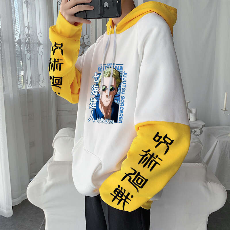 Jujutsu Anime Kaisen Cool Kento Nanami Cartoon Print Men Hoodies Long Sleeve Haruku Autumn Winter Plus Size Hooded Sweatshirts