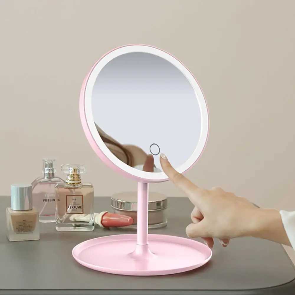 White LED daylight makeup mirror with light detachable/storage base 3-mode mirror with light gift USB cable W240813