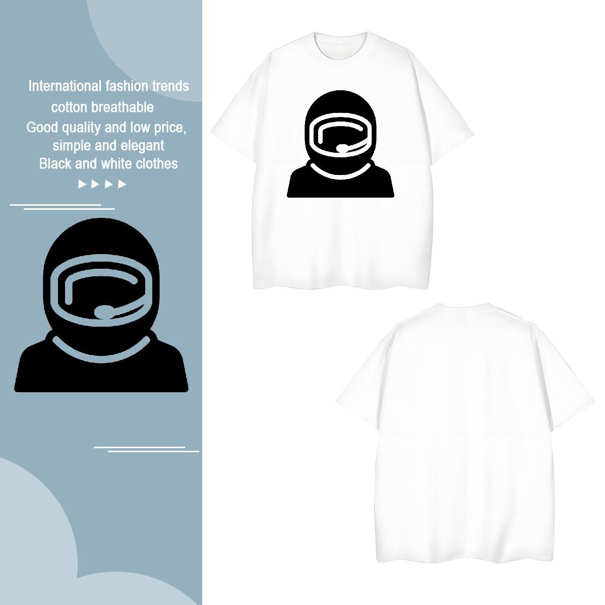 T Shirts Men 230g Cotton universe Hip Hop Street Breathable Crew Neck Custom Cartoon Tshirt for Man Woman Fashion Casual Loose Fit Top Tees