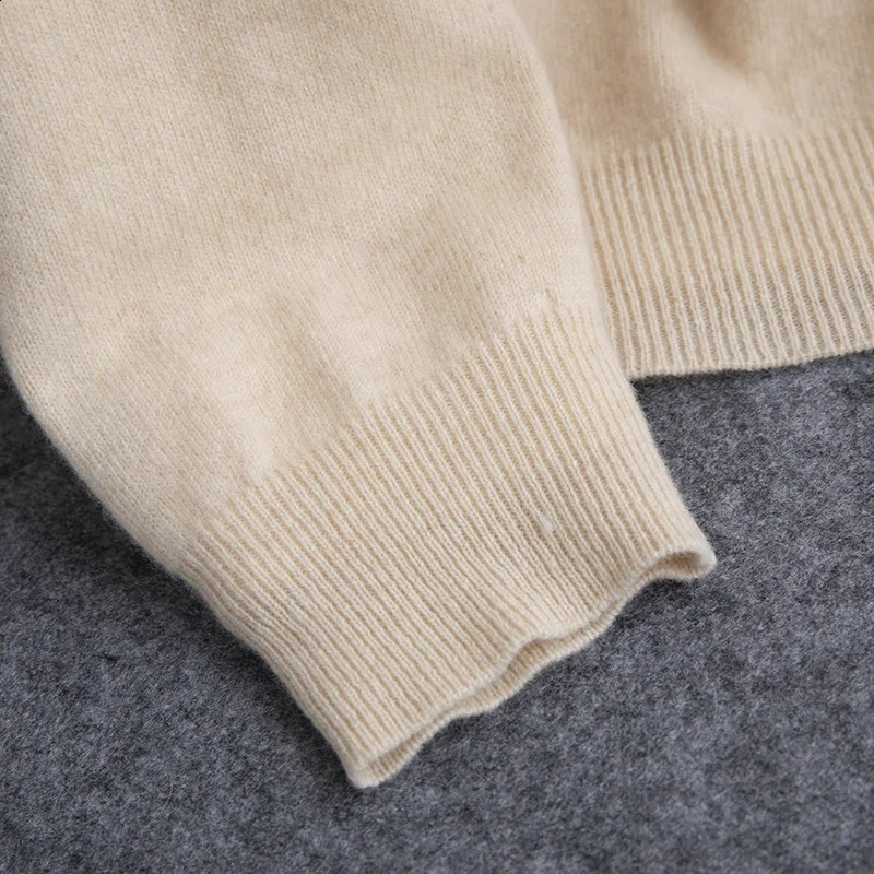 100% Merino Wool Mens V-neck Jumper Autumn/Winter Warm First-line Ready-to-wear Sweater Business Casual Mens Basic Knit Top 240821