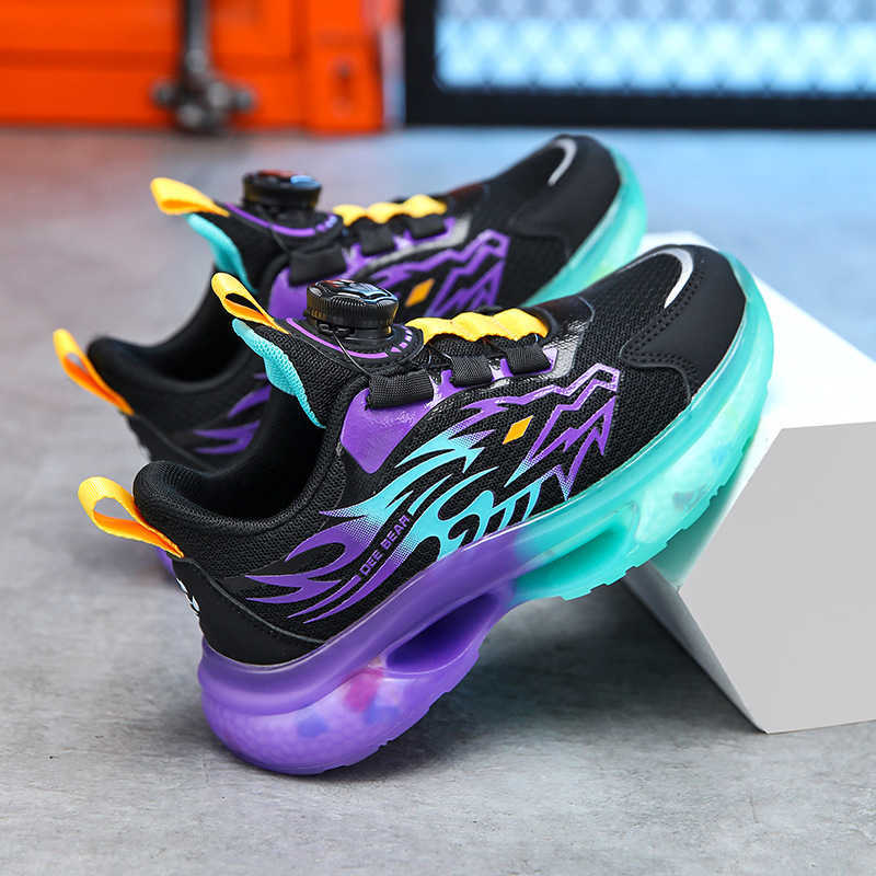 Sneakers Boys shoes childrens sports shoes spring new style mesh breathable middle-aged boys running shoes black purple dad shoes H240805