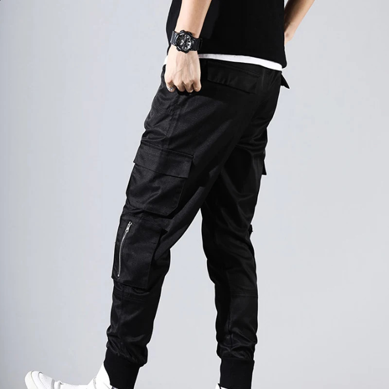 Harajuku Thin Ankle-Length Cargo Trousers Sportswear Joggers Summer Mens Harem Pants Tie Feet Overalls Fahion Male Clothes 240814