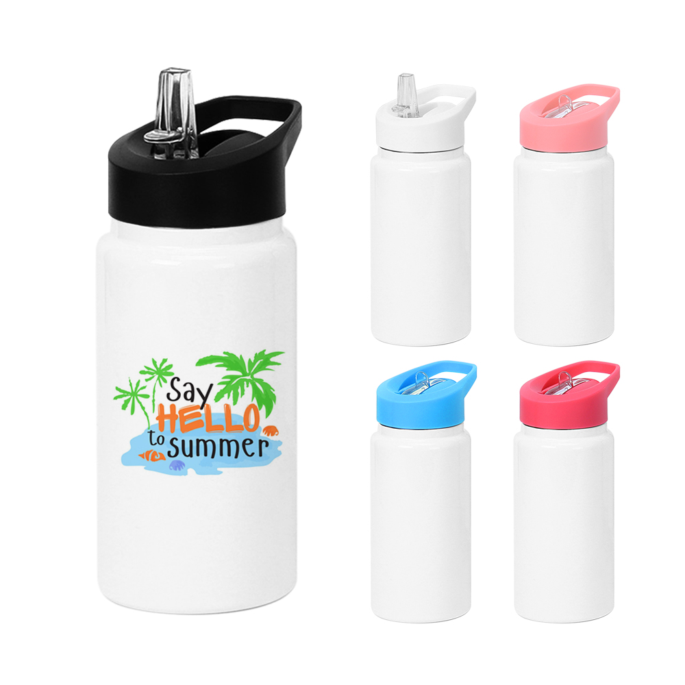 New Products!! 14oz Double Wall Stainless Steel Sublimation Vacuum Insulated Bottle With Colorful Straw Lids 420ml Sport Water Bottles