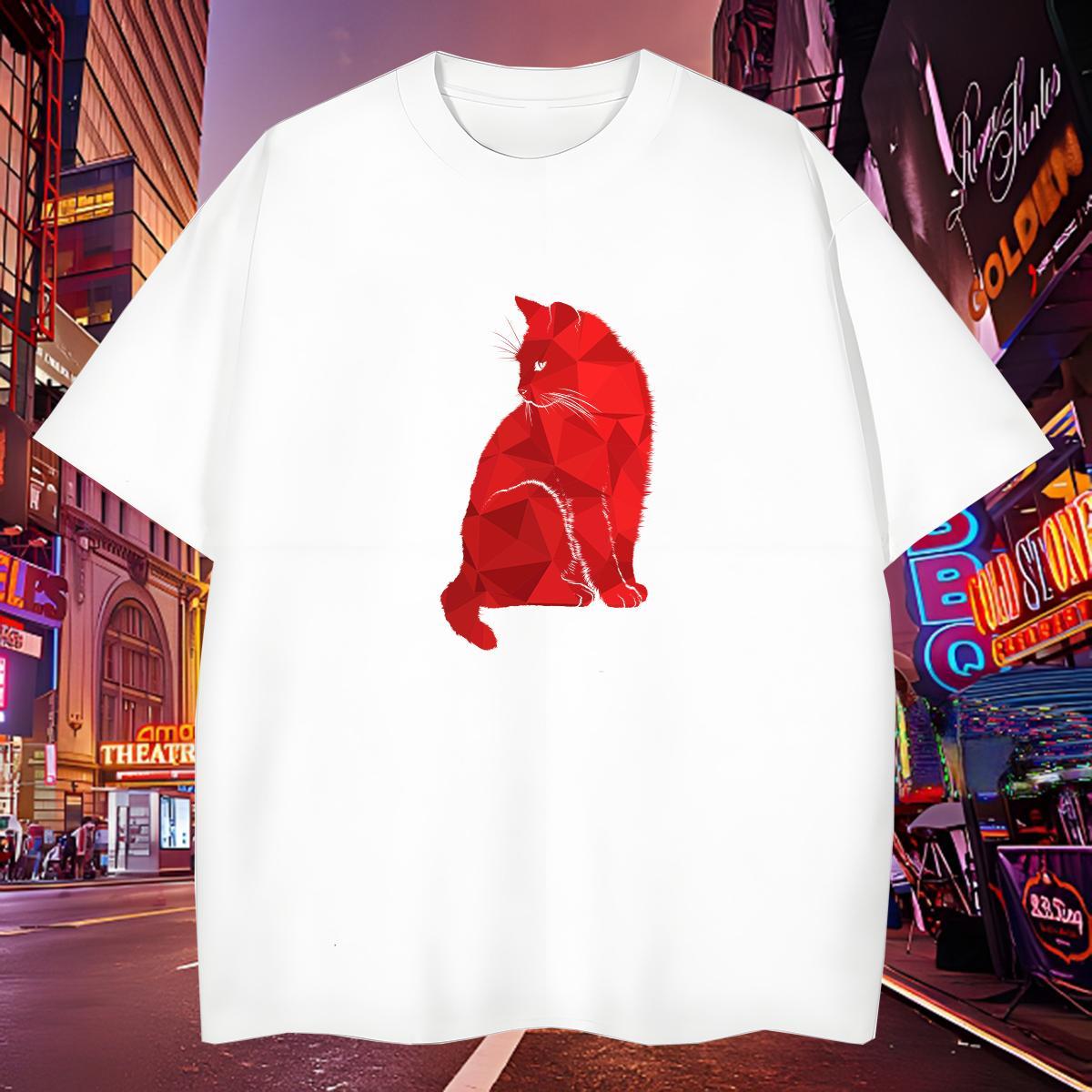 TOP Quality T Shirts Men cat Breathable Soft Beach Cartoon Printing L-4XL 230g Pure Cotton Mens Tshirts 2024 Designer Tees