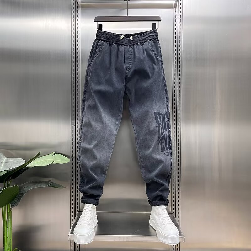 American summer jeans men's cropped versatile design trendy fashion slim casual pants