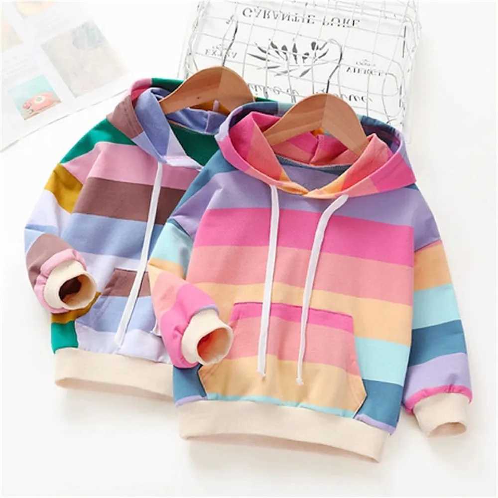 2024 Kawaii Kids Girls Hoodie Rainbow Unicorn Long Sleeve Boys Clothes 2 to 8 Years Outdoor Clothes for Children Sweatshirts TopY240814