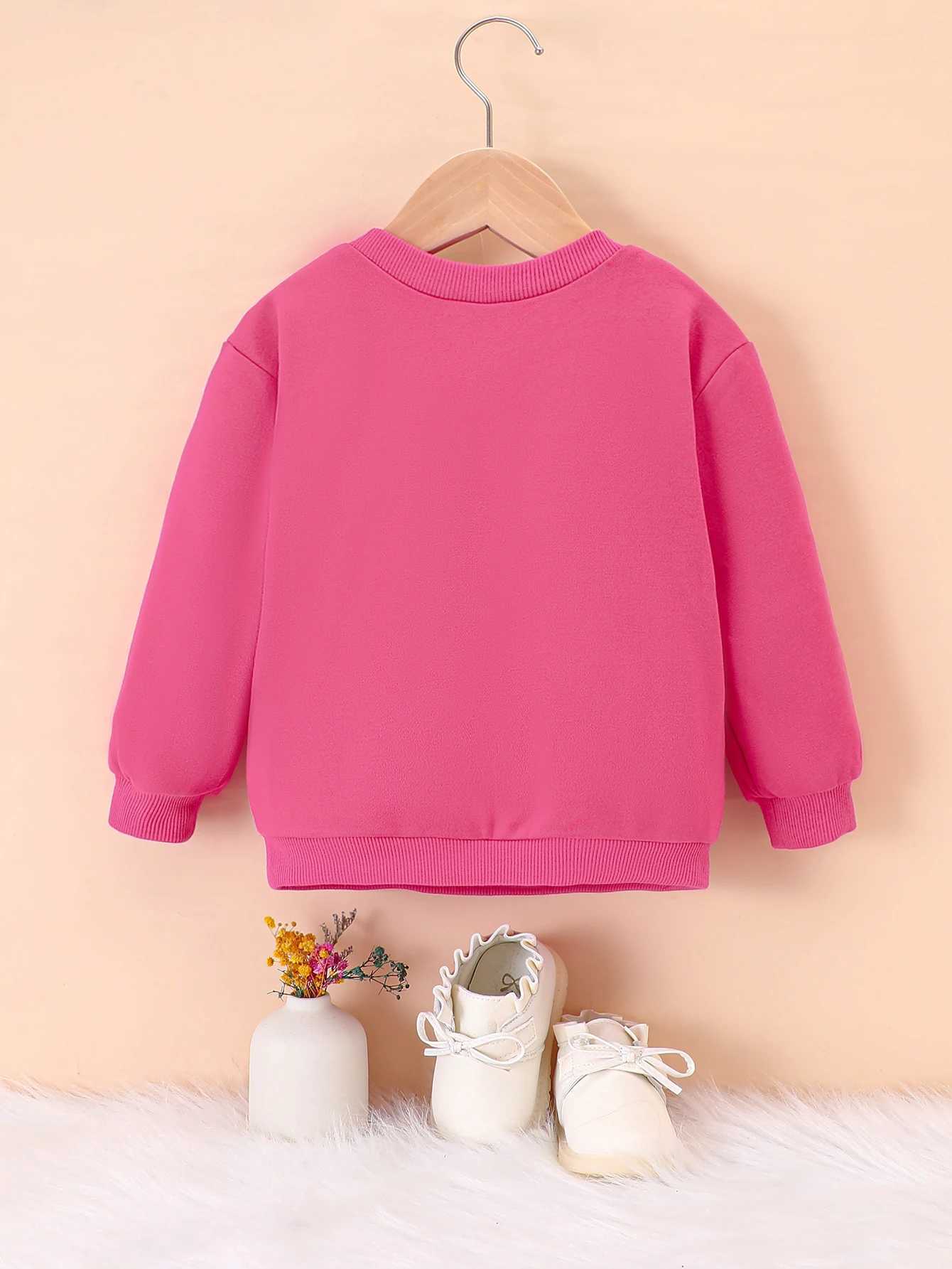 Autumn And Winter Colored Letter Printed Pullover Hoodie For Small And Medium-Sized GirlsY240814