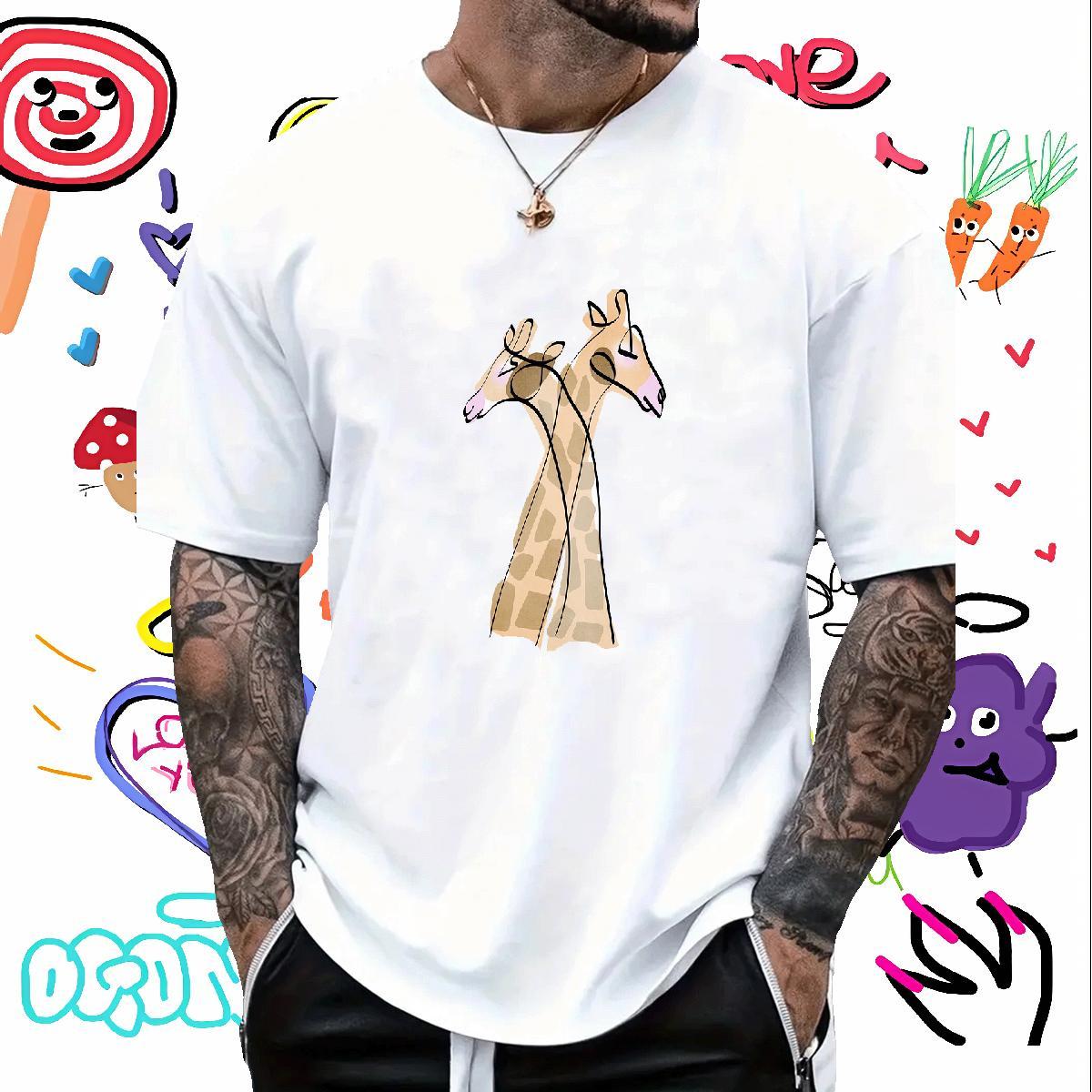 Designer T Shirts Men Deer Pure Cotton Outdoor Custom Cartoon 230g 100% Cotton Men Tshirts Factory Direct Polos