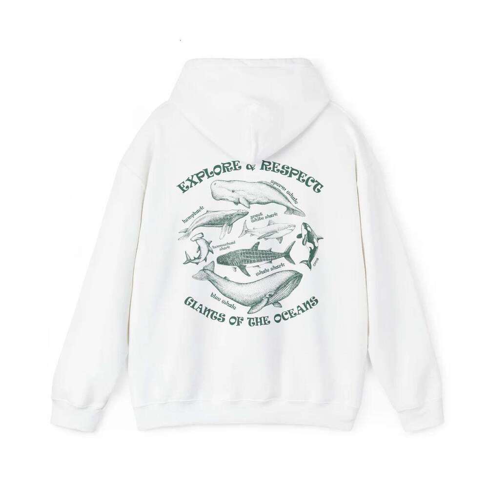 Person Sweatshirt For Women Ocean Whale Shark Manga Printed Hoodies Long Sleeves Comfortable Fleece Loose Streetwear