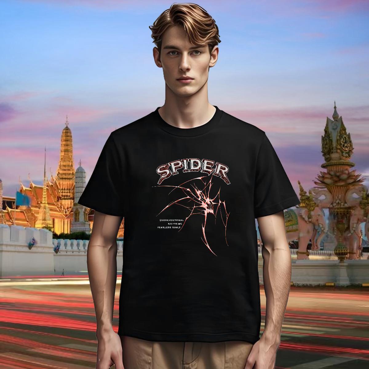 T shirt 230g 100% Cotton Hand drawn Casual Daily Wear Round Neck Short Sleeve Plus Size Cartoon Men Tshirts 2024 Summer Free Shipping Clothes