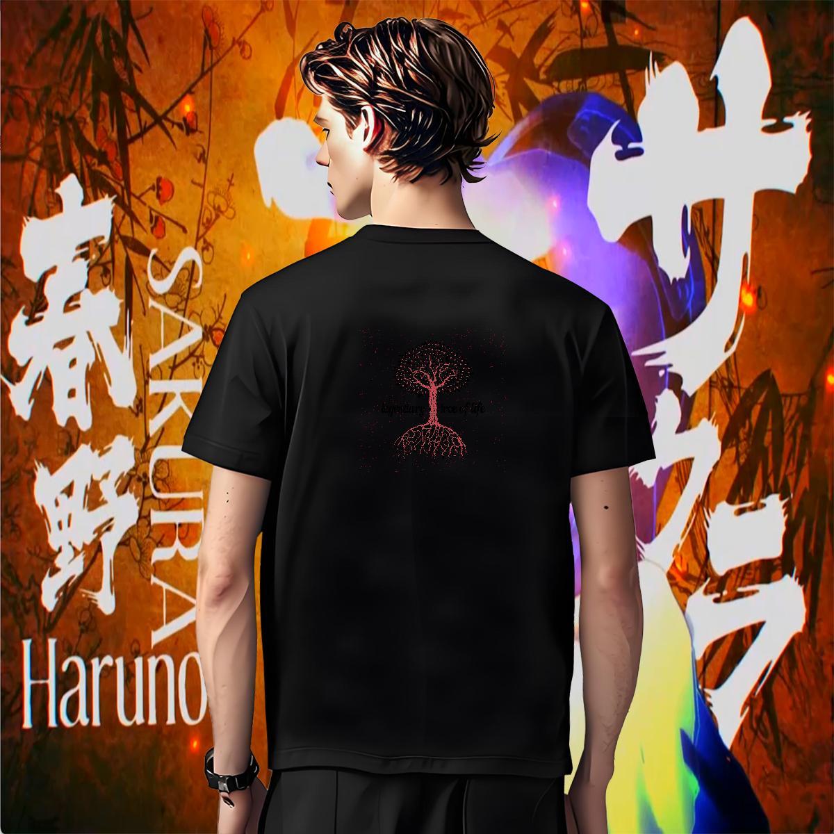 T shirt 100% Cotton 230g tree Street Casual Crew Neck Breathable Black White Men Tshirts Fashion Casual Popular Top Tees
