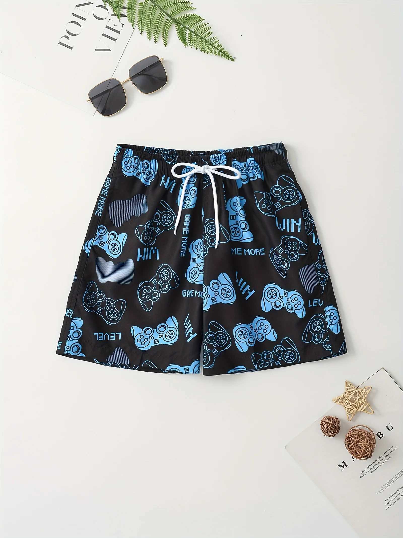 Childrens game console 3D printed boys shorts casual clothing boys swimming trunks cartoon summer childrens beach shorts W240813