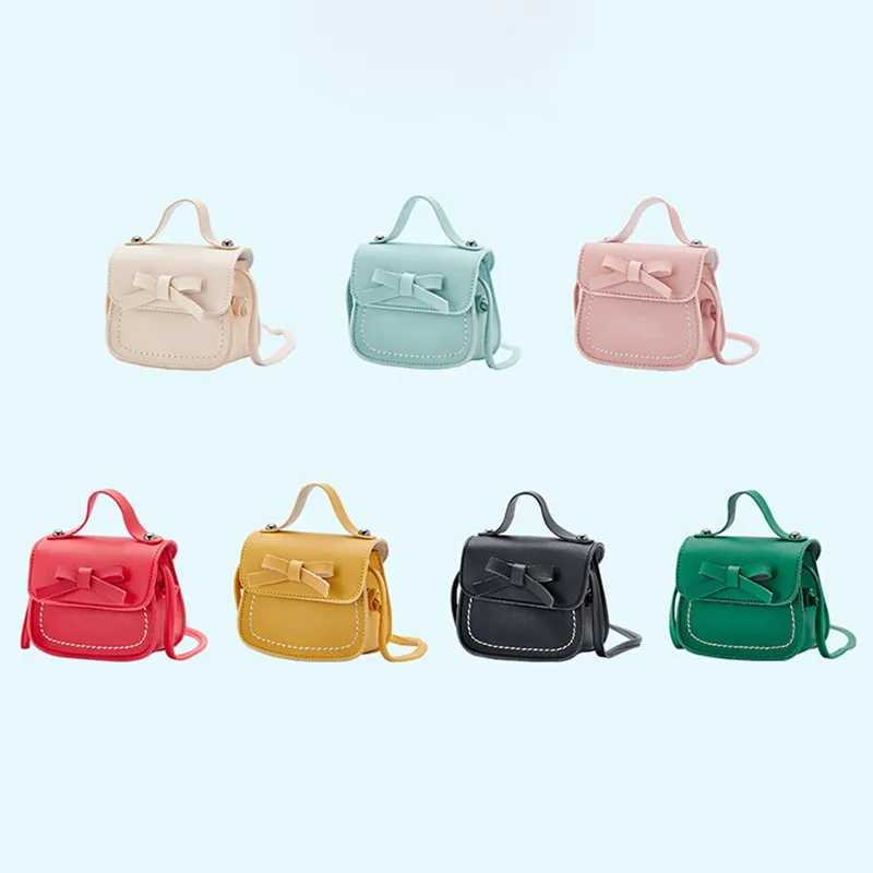 Mini childrens bag cute bow solid color oblique cross bag suitable for little girls princess bag childrens handbag shoulder bag 2-10 years old W240813
