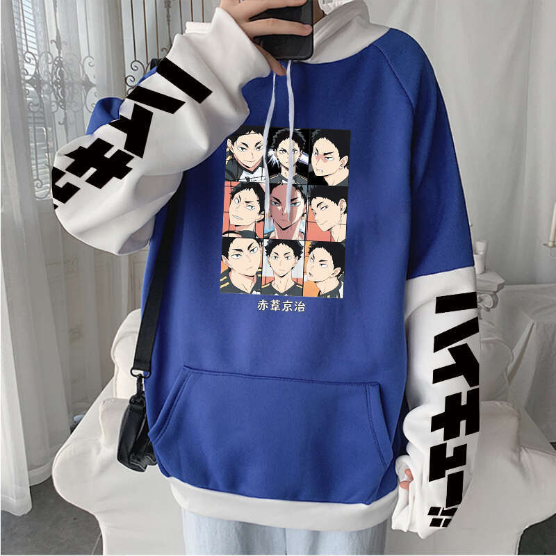 Haikyuu Anime Hoodies Funny Akaashi Keiji Nine Forms Of Cartoon Printed Sweatshirt Unisex Oversize Winter Long Sleeve Streetwear