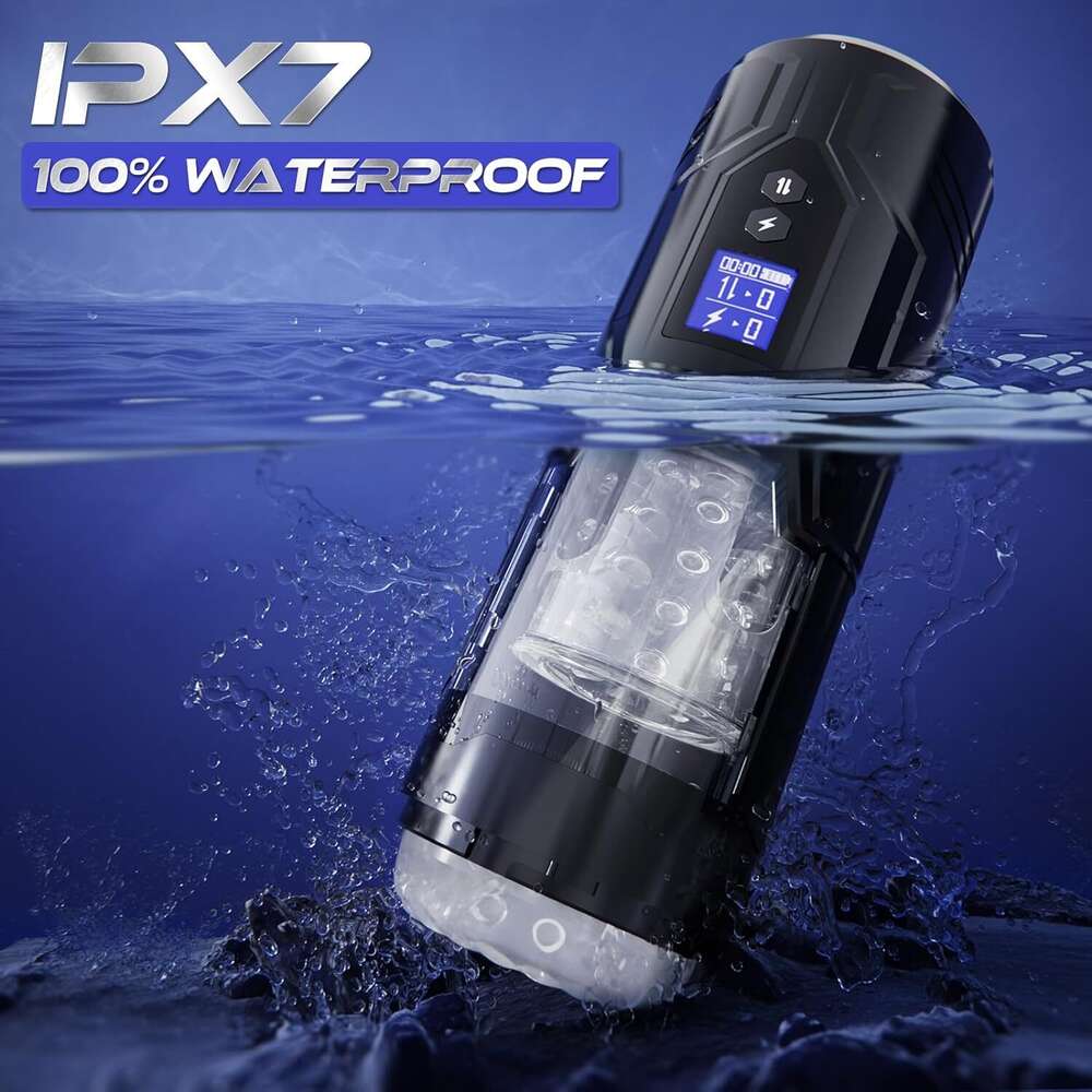 Male sexual toy - Adult male sexual toy with 7 thrust, rotation, and vibration modes, equipped with LCD display screen, visual window, and IPX7 waterp