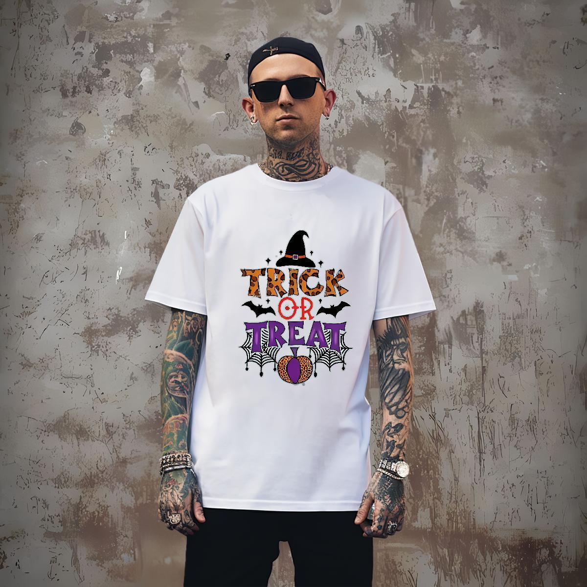 Free Shipping T-Shirts halloween Breathable Short Sleeve Daily Outfit DIY Printed 230g Pure Cotton Men Clothes T-Shirt 2024 Tshirts