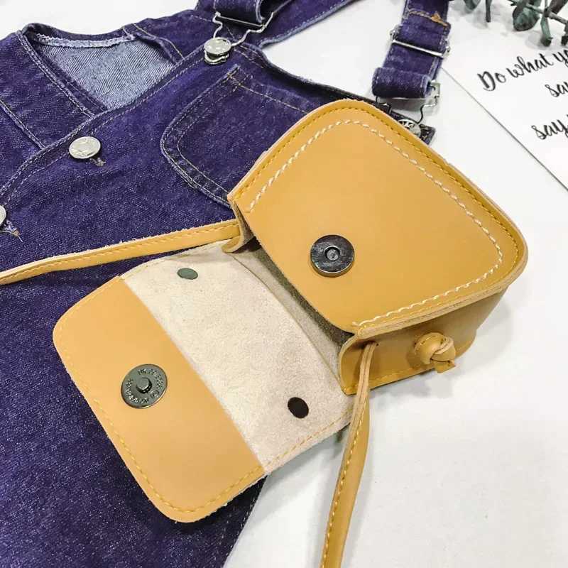PU leather solid princess handbag childrens messenger cross body bag girls princess shoulder bag coin wallet W240813