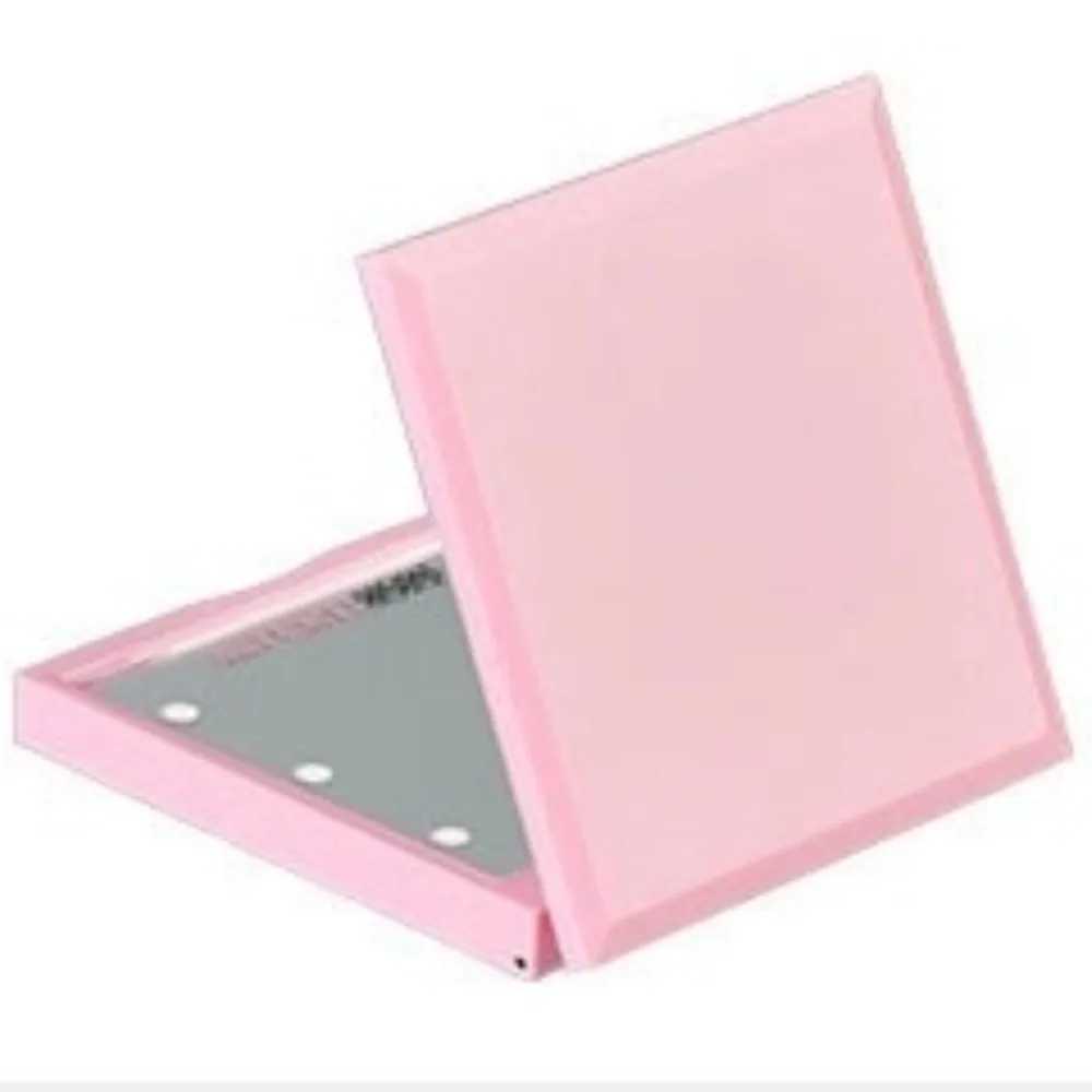 Double sided LED makeup mirror portable square womens makeup mirror with 6 LED lights handheld beauty mini pocket mirror W240813