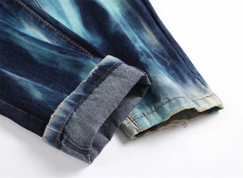 Spring Mens Jeans Punk Trend Ripped Jeans Personalized Painted Slim Straight Jeans Hip-Hop Y2k Streetwear Youth Pant 240821