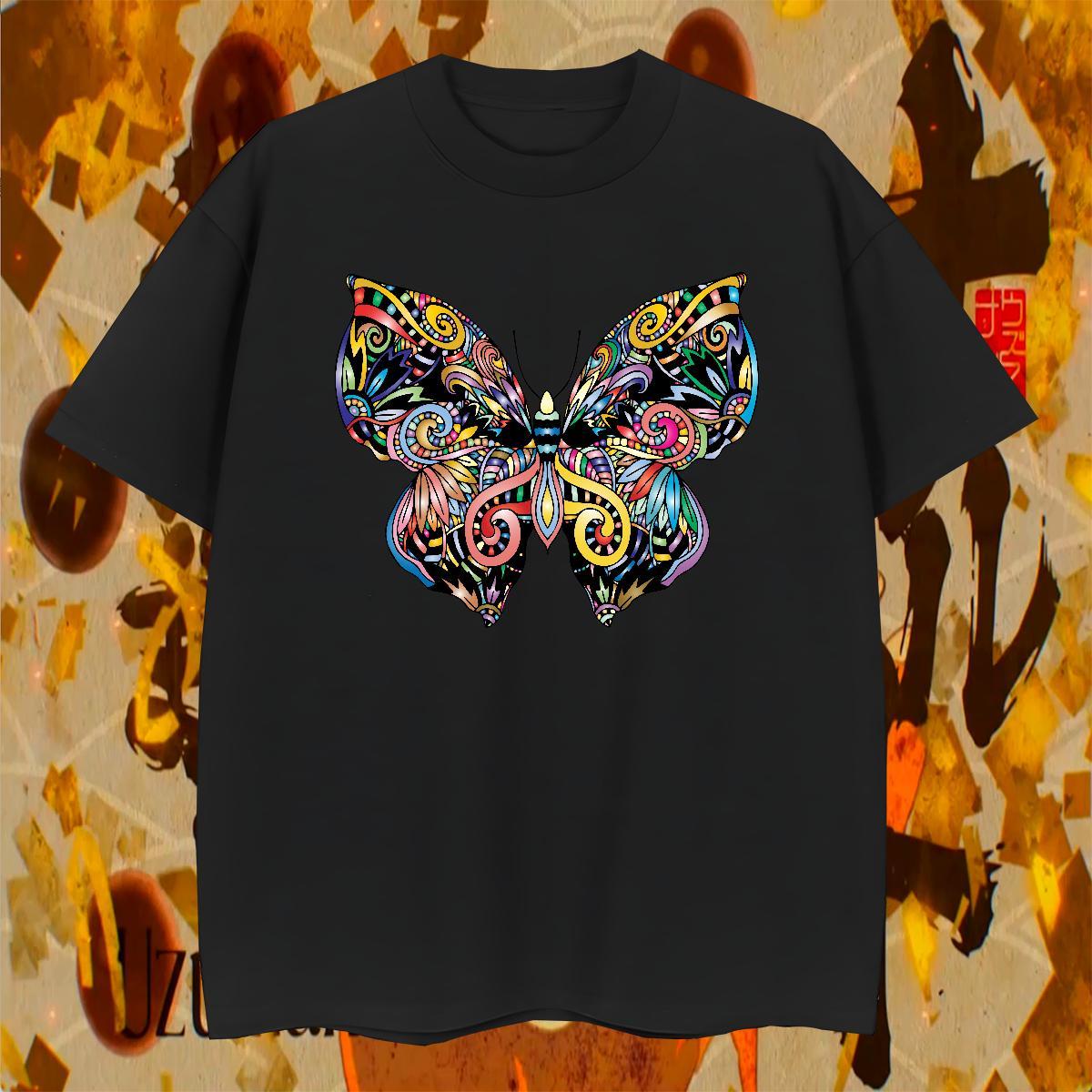 Designer Mens T Shirts Butterfly Short Sleeve O-Neck Street Custom Print Oversized 230g Pure Cotton Tshirt for Man Woman 2024 Summer Top Tees