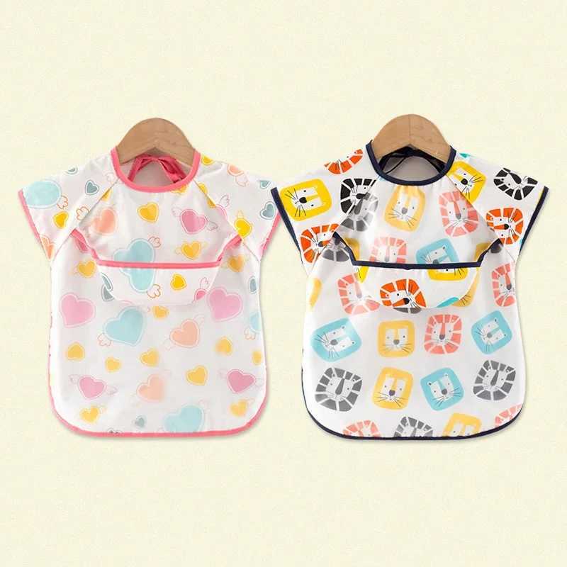 Bibs Burp Cloths Baby Bibs Cloth Waterproof Dining Clothes Long Sleeve Apron Children Feeding Smock Burp Reverse Dressing Painting ProtectL4812