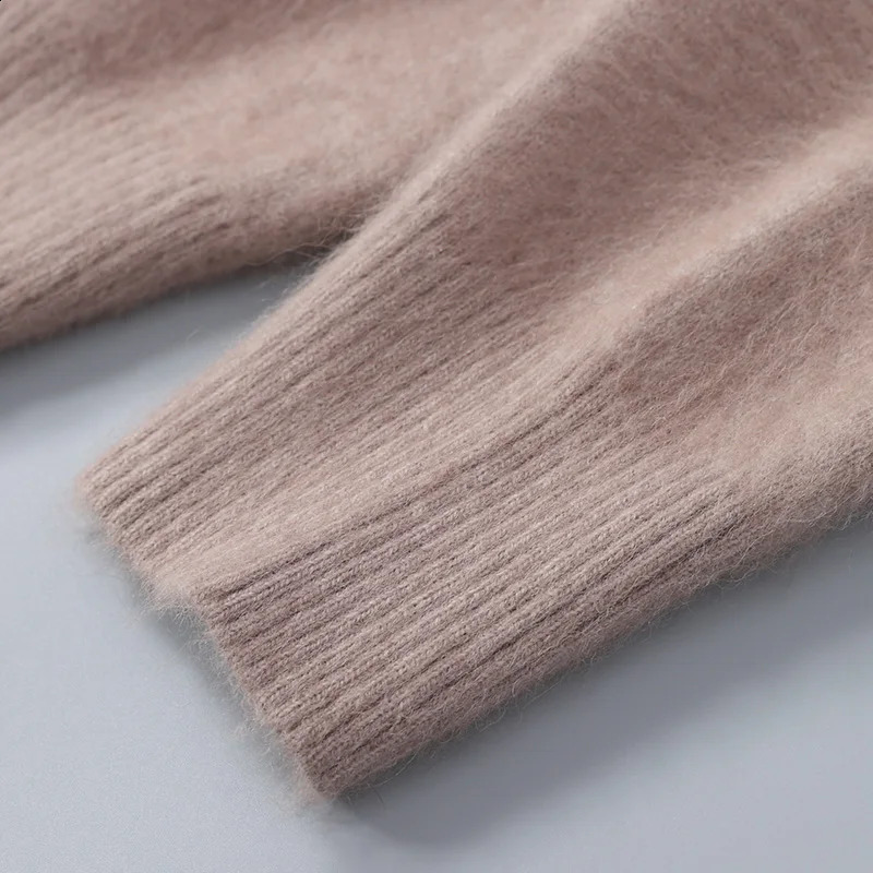100% Pure Mink Cashmere Mens Sweater O-Neck Pullovers Knit Sweater Autumn and Winter Long Sleeve High-End Jumpers Mink Tops 240821