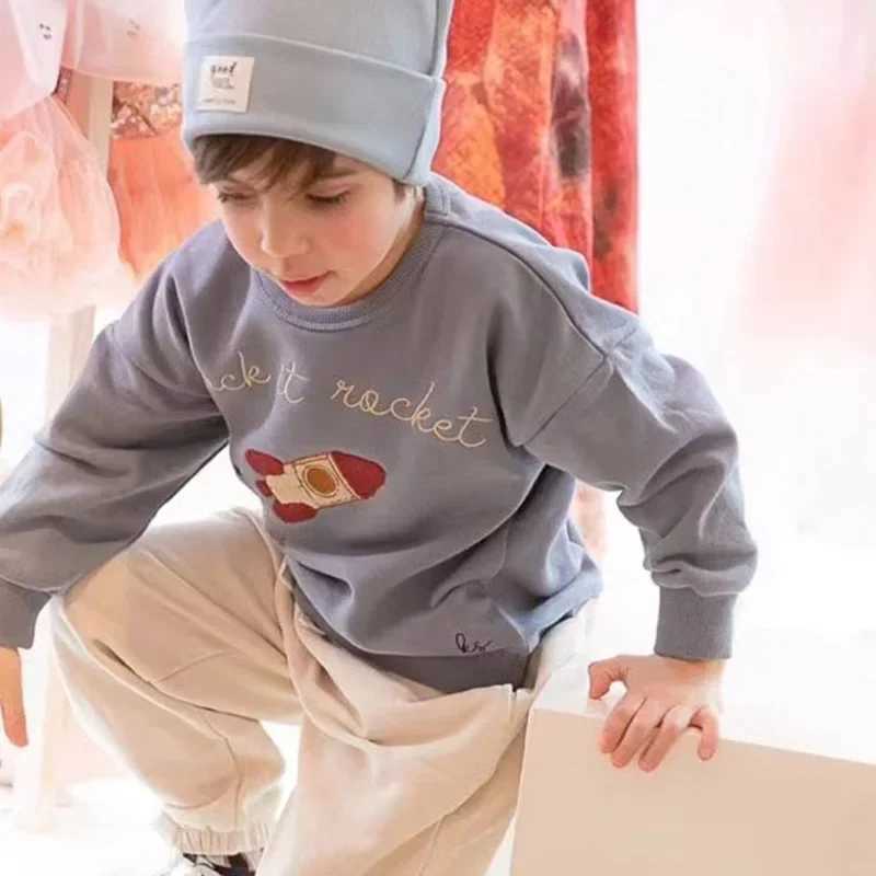 Fashion Casual Childrens Hoodie KS Toddler Girl Sweatshirt Boys Hoodies Pullover Pants Set Cartoon Cotton Childrens ClothingY240814