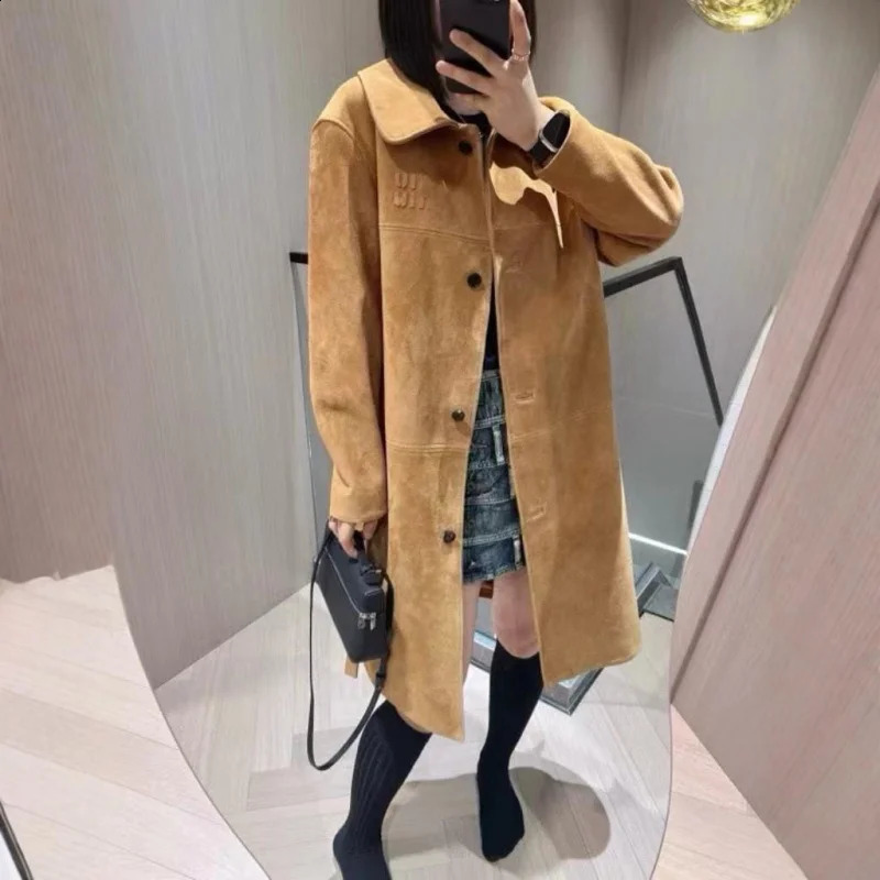 MIUM * U Womens Coat Camel Belt Womens Windproof Coat Autumn Winter Coat Womens Windproof Coat Fashion Coat 240828